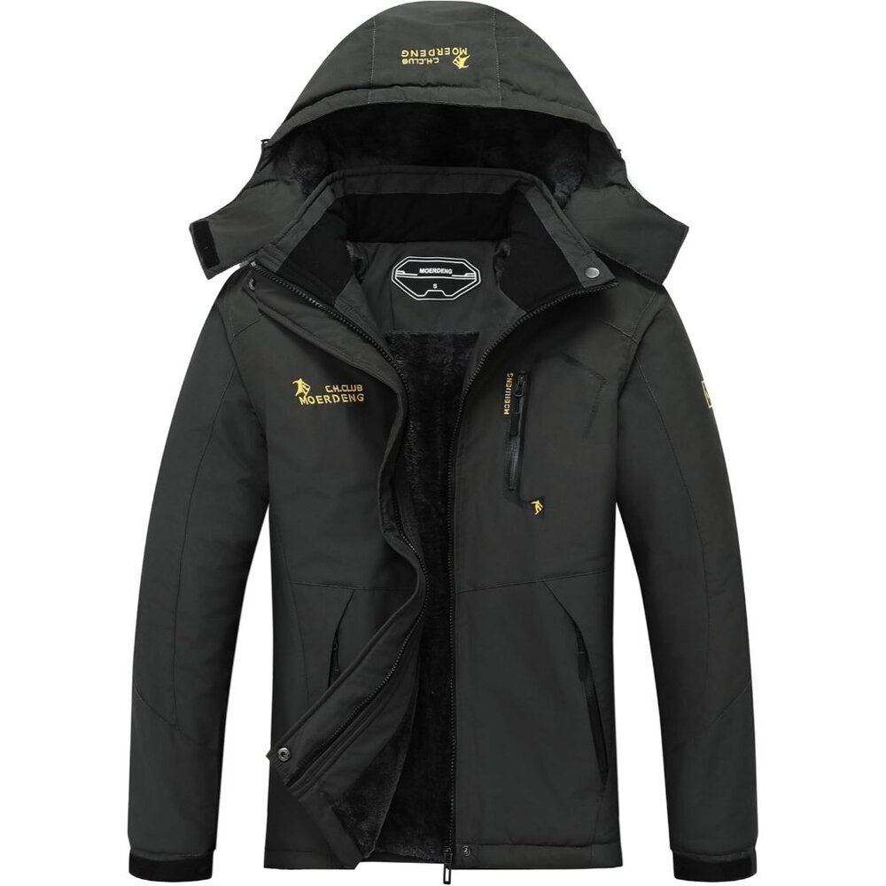 Women's Dark-grey Waterproof Ski Jacket Warm Winter Hooded Raincoat Jacket